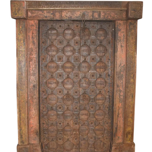 Haswani Handicrafts Antique Traditional Hand Carved Wooden <b>Door</b> With Frame <b>Rustic</b> Reclaimed Wood Entryway For Home Decor - Product Image 1