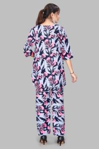 ชุดเซ็ตสีฟ้าสวยหรูสำหรับผู้หญิง ผลิตจากโพลีเรยอนที่ยั่งยืน คอกลม ชุดสองชิ้น สไตล์ลำลอง สตรีทแวร์ ไซส์พลัส - Product Image 2