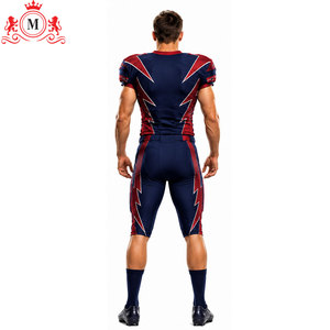 Uniforme de football américain pour hommes, bleu et rouge, design éclair, impression par sublimation, polyester respirant, taille adulte - Product Image 4