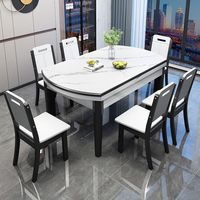 Gesinterter Stein-Esstisch-Set Italienischer Minimalistischer Moderner Klappbarer Esstisch mit Rollen Massivholz Umweltfreundliche Wohnmöbel