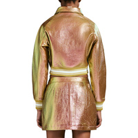 Veste d'hiver réversible matelassée en cuir de vachette de haute qualité, avec fermeture éclair, imperméable et respirante, taille plus, design personnalisé et pailleté