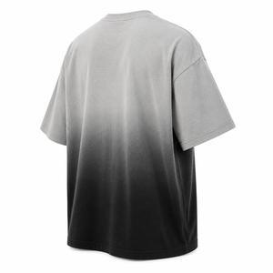 Camiseta de algodón de manga corta con cuello redondo y diseño degradado para hombre, estilo casual, transpirable, de punto, diseño liso, MOQ bajo - Product Image 2