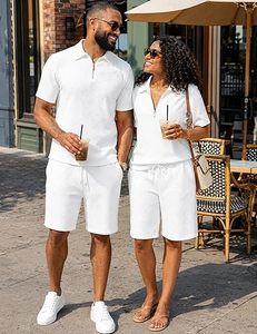 Men Summer <b>Knitted</b> Embroidered 100% Cotton Quick Dry Short Sleeve Custom Logo Joggers Suits <b>Set</b> Shirt and Short <b>Set</b> - Product Image 3