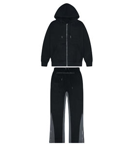 Ensemble de survêtement deux pièces en coton léger et respirant coupe-vent à séchage rapide pour homme, style streetwear, avec sweat à capuche et pantalon de jogging - Product Image 1