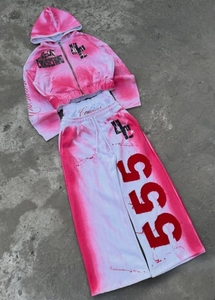 ชุดเซ็ตเสื้อฮู้ดและกางเกงวอร์มลำลองสำหรับผู้ชาย GENERSA SPORTS ผ้าสแปนเด็กซ์/คอตตอน แห้งเร็ว ลายพิมพ์ ขาบาน - Product Image 5