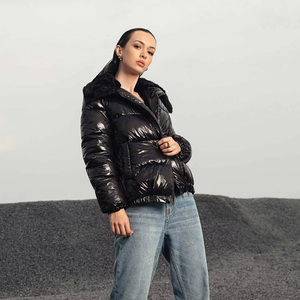 Winter Solid Women Crop Bubble Hooded Breathable Down <b>Jacket</b> Bomber Bubble Coat Women Long Sleeve Thick Zipper Bubble <b>Jackets</b> - Product Image 5