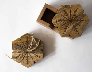 Wholesale FAIZA CRAFT Modern Design Eco-Friendly Handmade Wooden <b>Square</b> Coasters <b>Set</b> for Home Use - Product Image 6