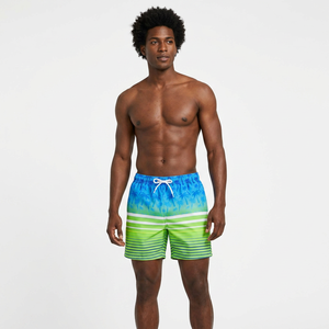 <b>Men's</b> Sporty Eco-Friendly Quick Dry <b>Shorts</b> with Print Drawstring Waist Casual Swimwear Green Blue <b>Patterned</b> - Product Image 2