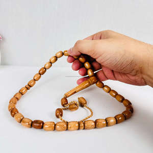 Tasbih de prière en perles de bois naturel poli, écologique et de haute qualité, fait main, chapelet islamique pour le Dhikr quotidien musulman - Product Image 5