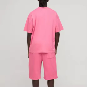 Conjunto de 2 Piezas para Hombre, Color Sólido, Camiseta y Pantalones Cortos Holgados de Verano, Algodón Transpirable y Cómodo - Product Image 6