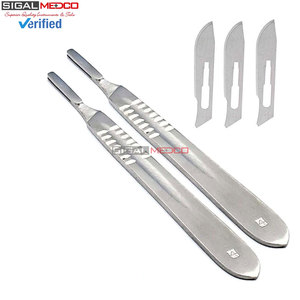 Lames de scalpel stériles Surgi 100 pièces, scalpel manuel jetable chirurgical, 2 poignées de scalpel réutilisables, certifié CE, garantie de 3 ans - Product Image 2