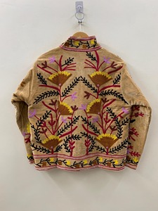 Veste en coton brodée de fleurs, col mandarin, manches longues, longueur courte, vêtements de printemps pour femmes, style bohème - Product Image 2