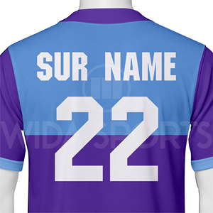 Maillot de baseball personnalisé sublimé pour homme, manches courtes, anti-humidité, bicolore violet et bleu, uniformes pour adultes toutes saisons - Product Image 5
