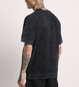 T-shirt pour homme en coton 100% surdimensionné avec impression de logo personnalisée OEM, effet délavé, anti-rides, séchage rapide, style hip-hop - Product Image 3