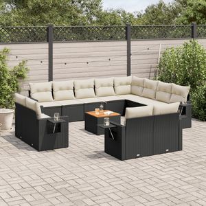 Grande Set di Divani da Giardino Modulari in Rattan PE Nero e Bianco Crema, Design Moderno - Product Image 1