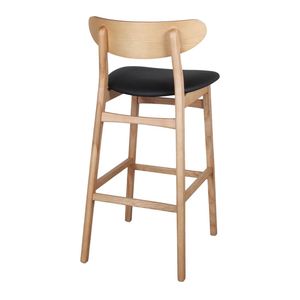 Modern Teak Wood Bar Chair High <b>Stool</b> for Kitchen Island Cafe Restaurant Furniture Durable Solid Wood Wholesale Supplier - Product Image 4
