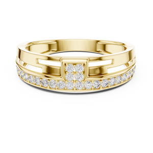 Bague de luxe à panneaux de diamants |   Bague de créateur plaquée or rose sertie de pavés pour hommes et femmes - Product Image 6