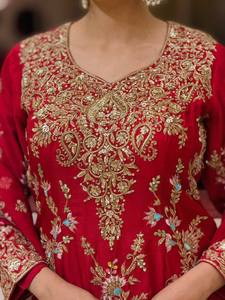 Ensemble 3 pièces palazzo en faux georgette épaisse pour femme, avec broderie de sequins, manches fantaisie, bordure Latkan, dupatta en dentelle prête à l'emploi, séchage rapide - Product Image 3