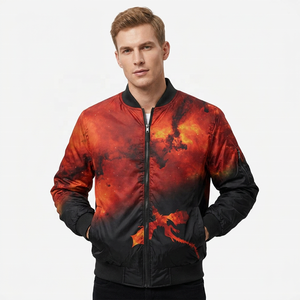 Blouson long unisexe ROLEIN en polaire écologique avec imprimé dragon rouge, fermeture éclair, style décontracté, polyester/coton à l'avant - Product Image 6