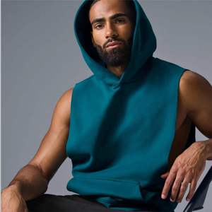 <b>Sleeveless</b> Cotton/Polyester Digital Printing Plain Logo Custom Gym Zipper Waterproof Windproof Men's Summer <b>Hoodie</b> Soft - Product Image 6