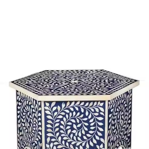 Taburete elegante hecho a mano con incrustaciones de hueso para rincones de lectura acogedores o espacios de sala de estar disponibles para la venta por Artisan Craft - Product Image 3