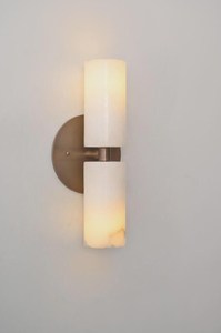 Applique murale moderne en marbre, double cylindre, design contemporain, pour couloir intérieur, finition laiton - Product Image 2