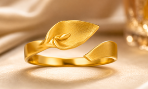 Anillo Apilable Clásico de Plata de Ley 925 Chapado en Oro de 18K con Diseño de Hojas, Banda Abierta, Joyería Fina Hecha a Mano para Mujer, Regalo - Product Image 3