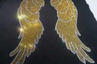 T Shirt Décor Strass Cristal Coloré Ailes d'Ange Fer sur Transfert de Chaleur Design Fer sur Patch Hot Fix Designs