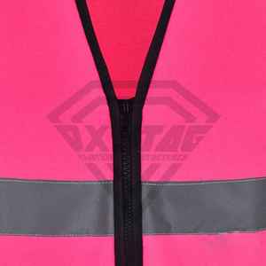 Gilet de sécurité rose premium en polyester avec bandes réfléchissantes, plusieurs poches, haute visibilité, antibactérien, certifié Oeko-Tex, vêtements de travail - Product Image 2