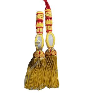 Borlas para bandera y pancarta Borla decorativa dorada de seda con flecos de recorte con tamaño y diseño personalizados - Product Image 1