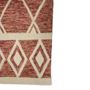 Tapis d'intérieur tufté à la main à poils ras, motif géométrique bohème, couleur ivoire rouille - Product Image 6