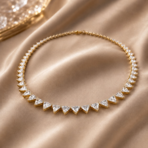 Women's Moissanite Necklace 18K Gold Plated Triangle Cut Diamond Luxury <b>Snake</b> <b>Chain</b> Jewelry Wedding Necklaces - Product Image 5