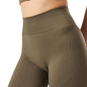 Leggings Capri Taille Haute Femme Vert Olive Uni Tricoté Spandex Nylon Compression Sportif Toutes Saisons Sans Couture - Product Image 5