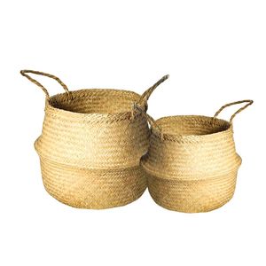 Decorative Handmade SEAGRASS BELLY <b>BASKETS</b> for Plant Pot Cover and Decor, Foldable <b>Basket</b> for Laundry and Toy Storage - Product Image 1