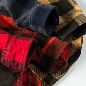Latest Fashion Men's Solid <b>Flannel</b> Shirt Cotton/Polyester Long Sleeve Casual Winter Season Wholesale OEM High Stand Satin - Product Image 4