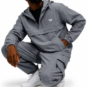 Premium Techwear Hooded Anorak Men's Jacket <b>Set</b> Men Lightweight Nylon Windproof Training Tracksuit Custom OEM Streetwear Supply - Product Image 3