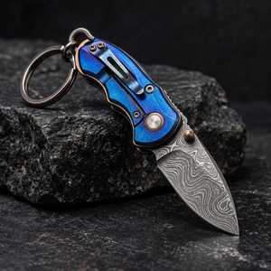 Navaja de Bolsillo Plegable Mini Ligera Hecha a Mano en Damasco, Estilo OEM, Herramienta Utilitaria para Exteriores - Product Image 4