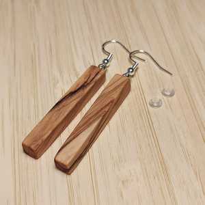 Boucles d'oreilles pendantes en bois, style bohème, forme rectangulaire, grain naturel, bijoux unisexes, mode soirée - Product Image 4