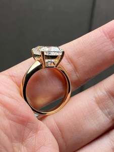 Fashion Unisex Jewelry 925 Silver VVS Moissanite <b>Long</b> <b>Cushion</b> Cut Gold Engagement Wedding Party Rings Promise Ring - Product Image 6