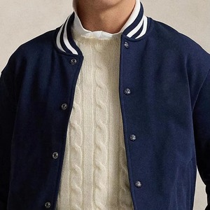 Blousons universitaires en laine pour hommes, très tendance, avec col montant et logo frontal, pour joueurs de baseball - Product Image 2