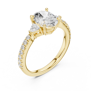 Anillo de Compromiso, Boda o Promesa SATVIK RATNA con Diamante Cultivado en Laboratorio de Corte Ovalado de 1.5 CT, Chapado en Oro de 14K, Certificado IGI, Regalo de Lujo - Product Image 1