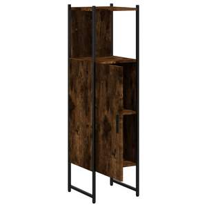 Armoire de salle de bain en acier thermolaqué avec étagères gaines de place en bois d'ingénierie chêne fumé - Product Image 6
