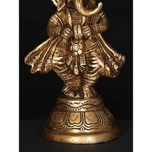 Sculpture en laiton de Ganesha de petit seigneur dansant de 6 pouces fabriquée à la main en Inde - Product Image 1