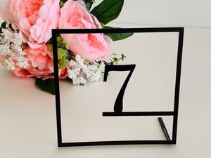 Metal Wedding <b>Table</b> Numbers, Square Freestanding Holders, Personalized Modern Signs for Reception Centerpieces - Product Image 2