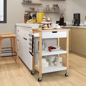 Carrello di Servizio a 3 Ripiani con Piano in Bambù, Carrello da Cucina Multifunzione - Product Image 6