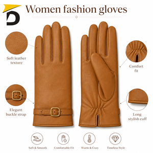 Guantes de Cuero para Mujer de Alta Calidad, Personalizados OEM, para las Cuatro Estaciones, Transpirables, Casuales, Resistentes al Viento, Cálidos y a la Moda - Product Image 6