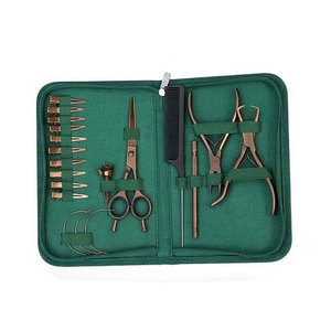 Kit de Herramientas Premium para Extensiones de Cabello, Color Oro Rosa Plasma, Tijeras Profesionales, Alicates, Aguja con Estuche de Cuero - Product Image 4