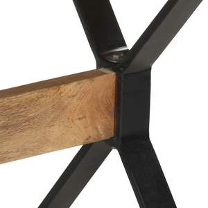 Table à manger en bois de manguier naturel avec finition rustique en placage et acier thermolaqué pour un look élégant - Product Image 6