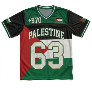 เสื้อบาสเก็ตบอลปาเลสไตน์ แบบยูนิเซ็กซ์ แขนสั้น ผ้าตาข่ายพิมพ์ลายแบบซับลิเมชั่น โพลีเอสเตอร์ 100% คอวี ระบายอากาศ แห้งเร็ว ลายธงชาติ สำหรับฤดูร้อน - Product Image 3