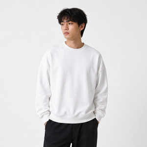 Sweat-shirt en molleton brossé personnalisé en gros avec épaules tombantes et impression sérigraphiée pour les marques de streetwear américaines - Product Image 4